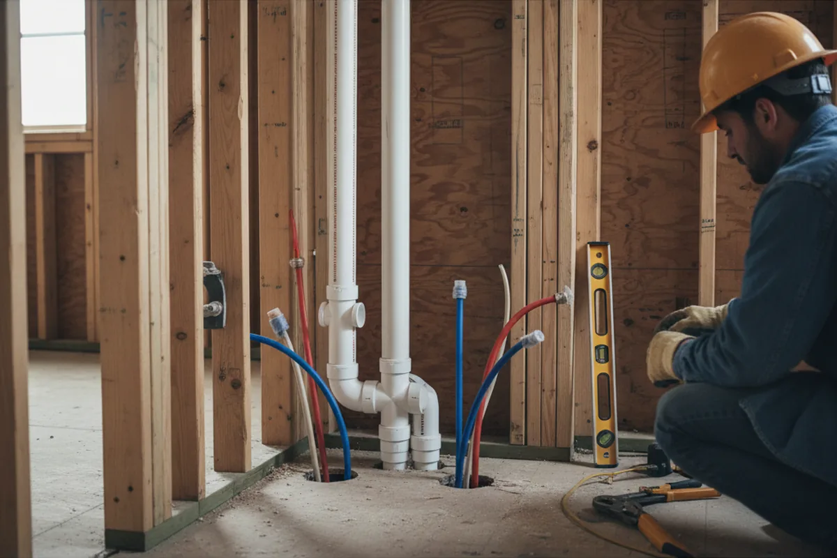 Drain and supply rough-in during Drain Cleaning in Elkton